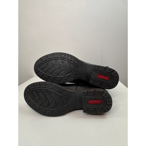 RIEKER Boots 38 Faith Black Smooth Leather Stretch Zip Tall Boot Z9591-00 NEW - Picture 7 of 11